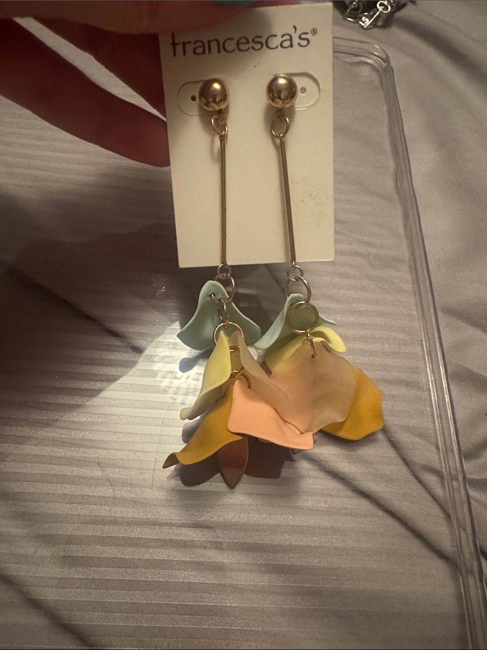 Francesca's Collections Multicolor Petal Drop Earrings - Pastel Yellow & Mint